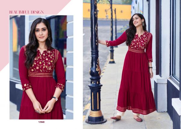 Kalaroop Zoya Beautiful Rayon Festive Wear Long Kurti 